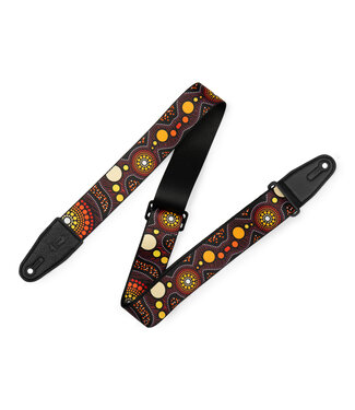 Levy's Levy's 2" Poly Down Under Series Guitar Strap in Sunset Design with Black Leather Ends