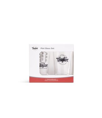 Taylor Taylor Pint Glasses, Black Logo, 2-Pack