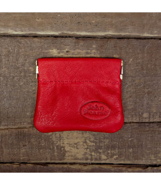 John Pearse John Pearse Leather Mini Squeeze Pouch, 2-1/2"x2-3/4",  Red