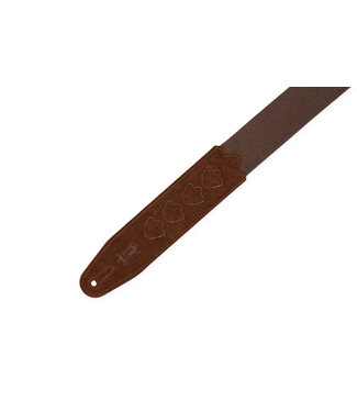 Levy's Levy's 2" Brown Cotton Pick Holder Strap with Extended Brown Suede Ends, Holds 4 Picks