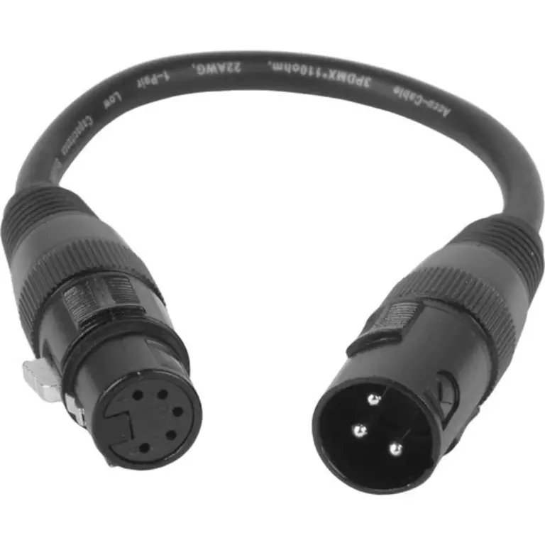 Accu-Cable Accu-Cable 3pinM to 5pinFM DMX Cable, 1-Foot