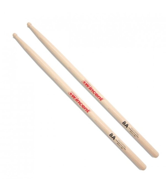 Wincent 8A Hickory Drumsticks, Barrel Tip