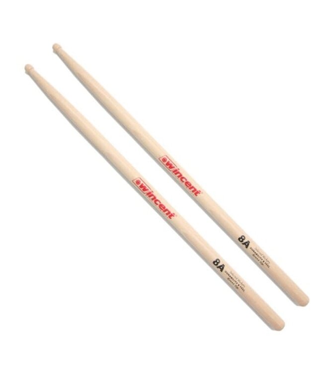 Wincent 8A Hickory Drumsticks, Barrel Tip