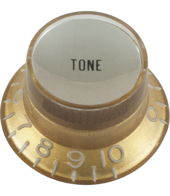 CE Distribution CE Top Hat Tone Control Knob, Gibson Style, Silver Cap, Gold, Single