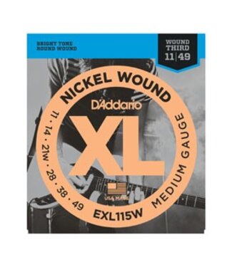 D'Addario D'Addario EXL115w Nickel Strings, Med./Blues-Jazz Rock, Wound 3rd