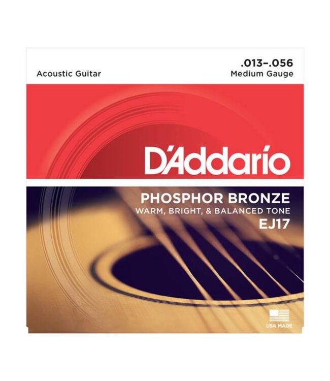 D'Addario EJ17 Phosphor Bronze Acoustic Guitar Strings, Medium, 13-56