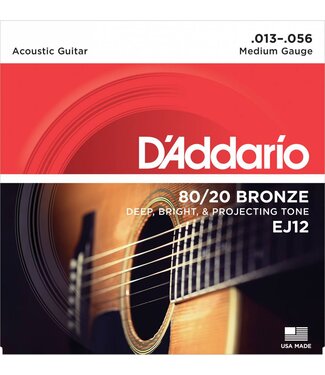 D'Addario D'Addario EJ12 80/20 Bronze Acoustic Guitar Strings, Medium, 13-56