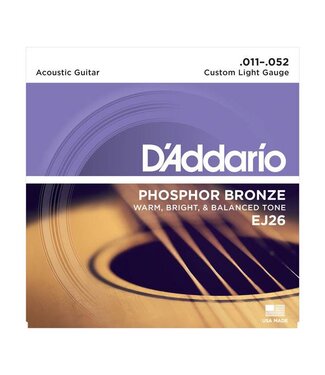 D'Addario D'Addario EJ26 Phosphor Bronze Acoustic Guitar Strings, Custom Light, 11-52