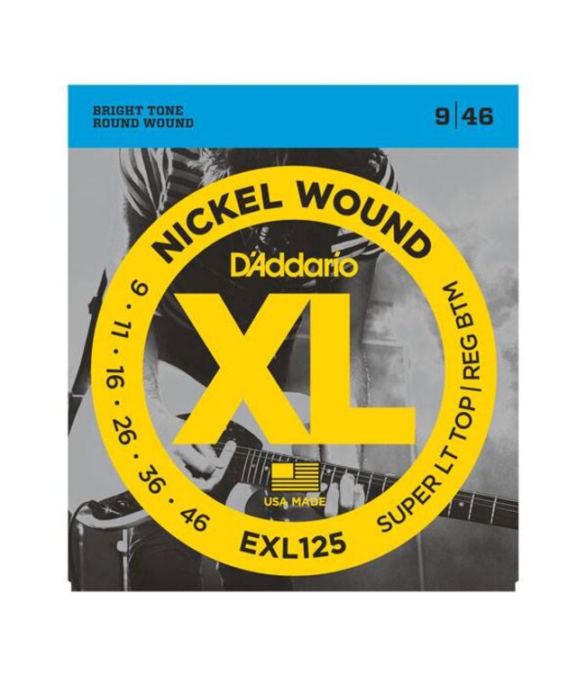 D'Addario EXL125 Nickel Wound, Super Light Top/Regular Bottom, 09-46