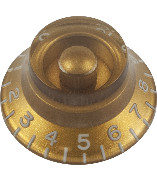 CE Top Hat Control Knob, Gibson Style, Embossed Numbers, Gold, Single