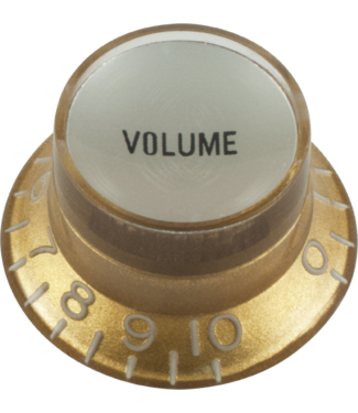 CE Distribution CE Top Hat Volume Control Knob, Gibson Style, Silver Cap, Gold, Single