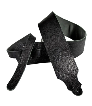 Franklin Franklin 3" Original Tooled Glove Leather Guitar Strap, Black/Black