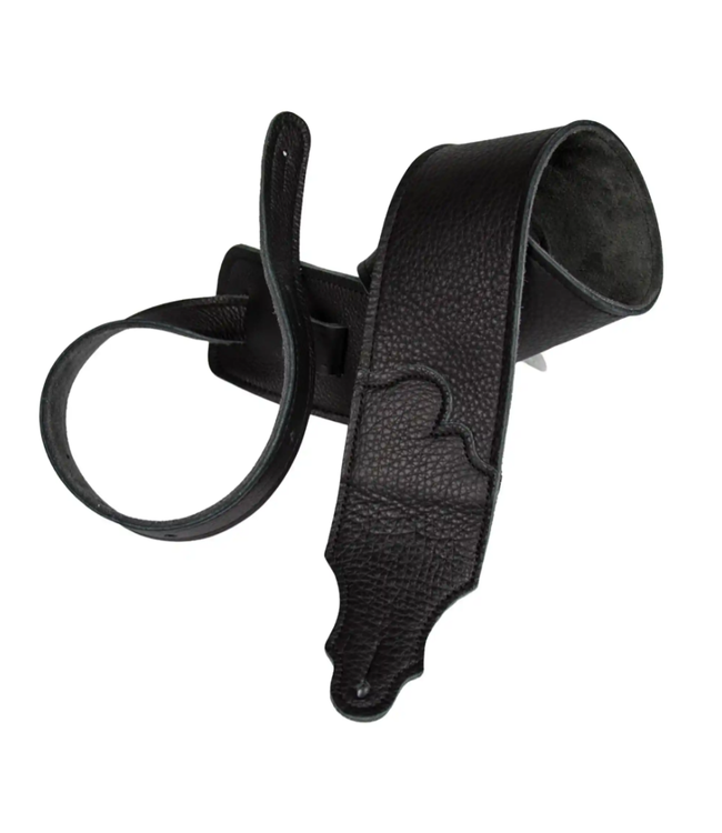 Franklin 3" Original Glove Leather Guitar Strap, Black/Black Stitch