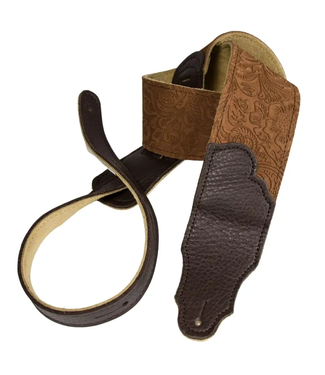Franklin Franklin 2.5" Embossed Suede Guitar Strap, Caramel/Chocolate