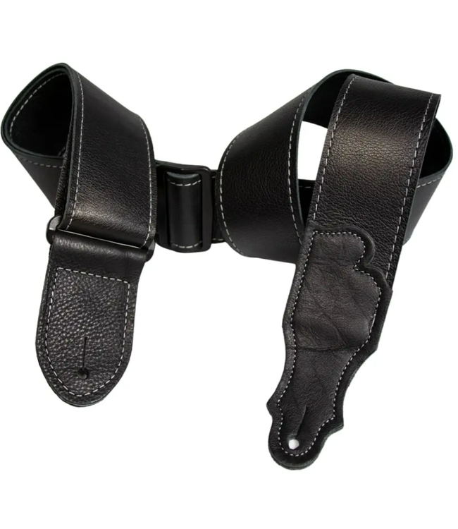 Franklin 2" Deluxe 60 Black Leather Strap, Silver Stitching