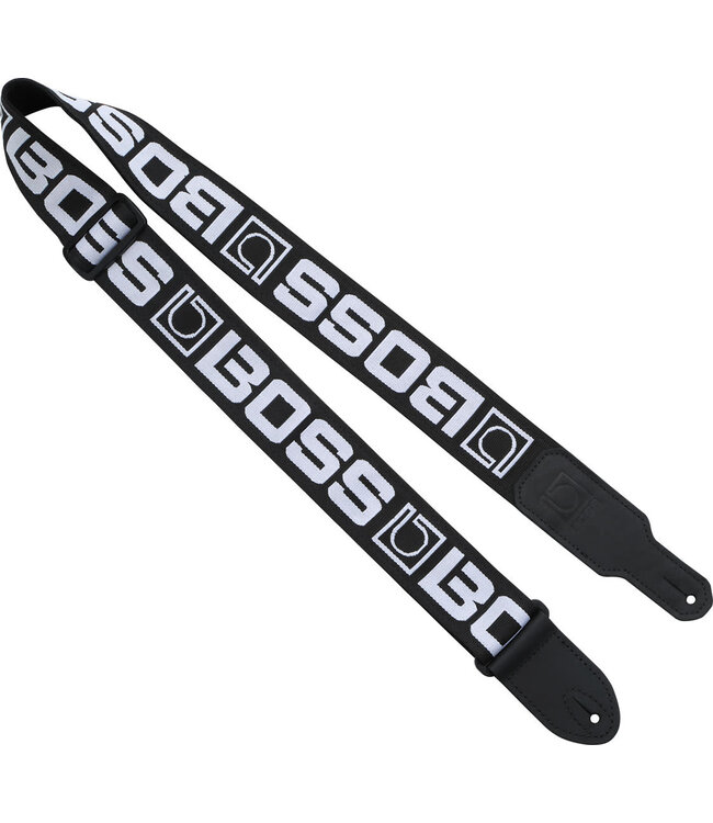 Boss Monogram Guitar Strap, Black/White