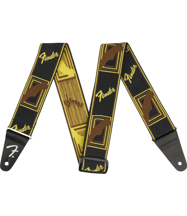 Fender Weighless™ 2" Mono Strap, Black/Yellow/Brown