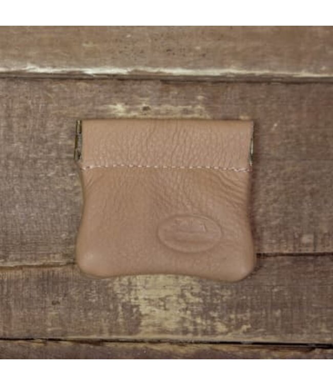 John Pearse Leather Mini Squeeze Pouch, 2-1/2"x2-3/4",  Cream