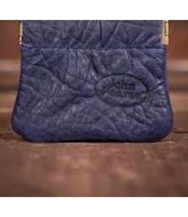 John Pearse Leather Mini Squeeze Pouch, 2-1/2"x2-3/4",  Navy