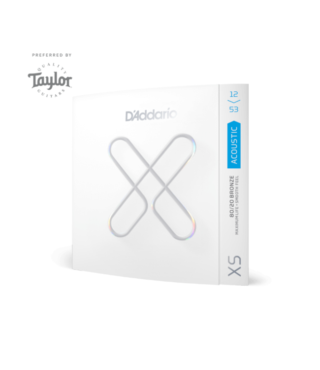 D'Addario XS 80/20 Bronze Coated Acoustic Guitar Strings, 12-53 Light