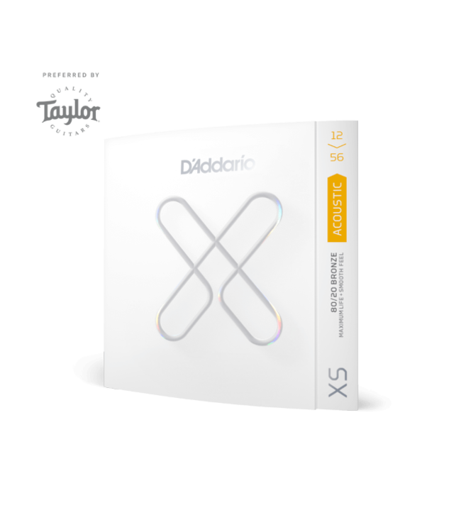 D'Addario XS 80/20 Bronze Coated Acoustic Guitar Strings, 12-56 Light Top/Medium Bottom,