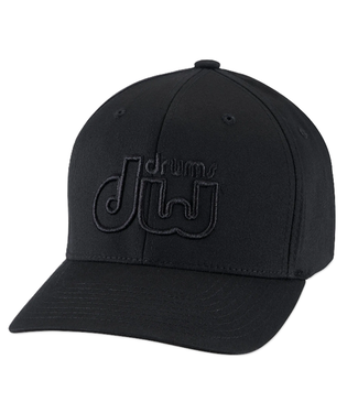 Drum Workshop DW Flexfit Performance Logo Black On Black Baseball Hat, L/XL