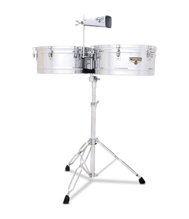 LP Lp Matador Timbales 14" & 15" Stainless Steel Shells,  Chrome with Bell