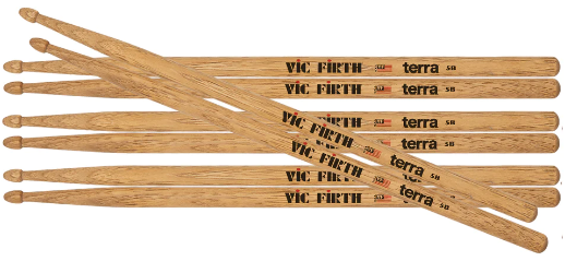 Venice, Transit, Stream,Jet Red 4枚セット Vic Firth 5BT Terra Series Drumsticks 4-Pair Value Pack