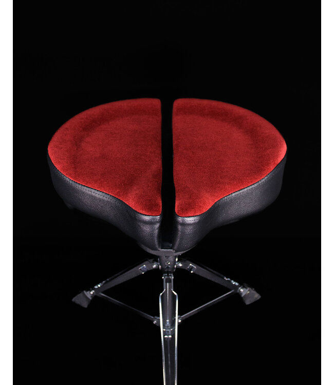 Ahead Spinal-G Drum Saddle, 3 Leg, Red Top / Black Sides