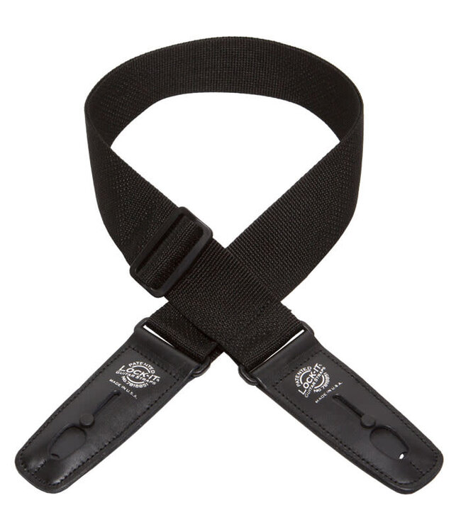 Lock-it Straps 2" Poly Guitar Strap, Black