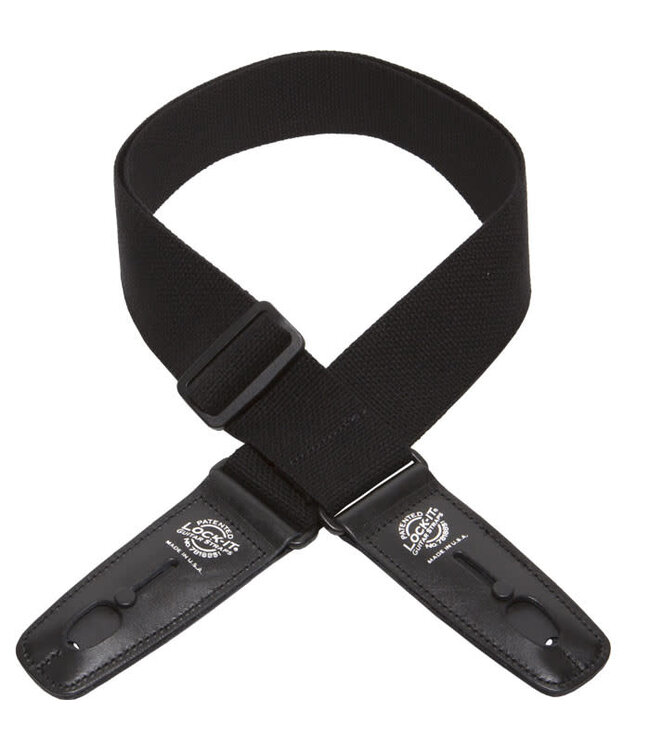 Lock-it Straps 2" Cotton Guitar Strap, Black