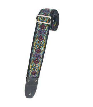 Henry Heller Henry Heller 2" Vintage Deluxe Jaquard Guitar Strap, Burgundy, Blue, Gold