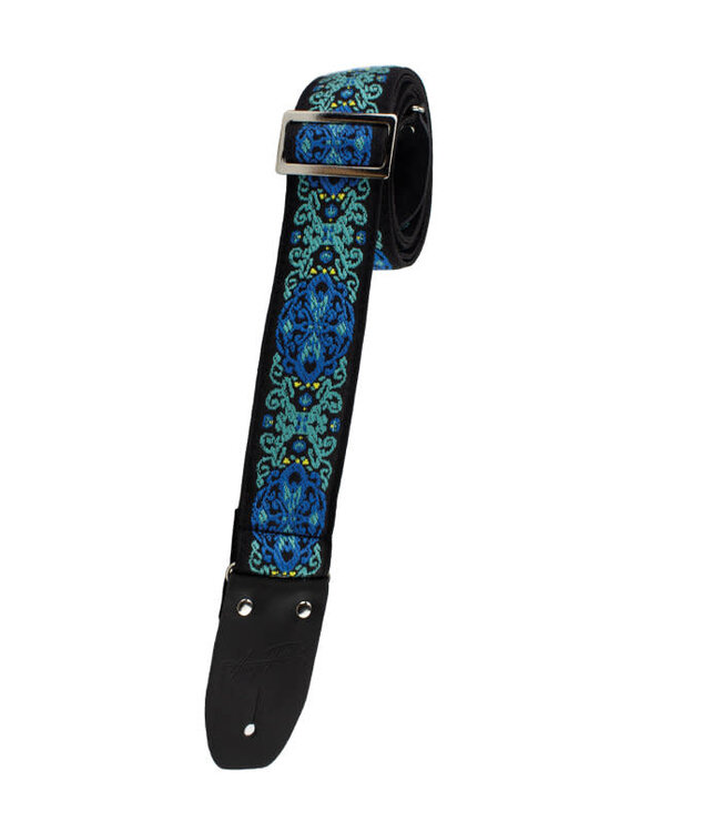 Henry Heller 2" Vintage Deluxe Jaquard Guitar Strap, Blue & Green
