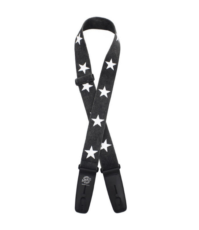 Lock-it Straps 2" Cotton Guitar Strap, Black Star