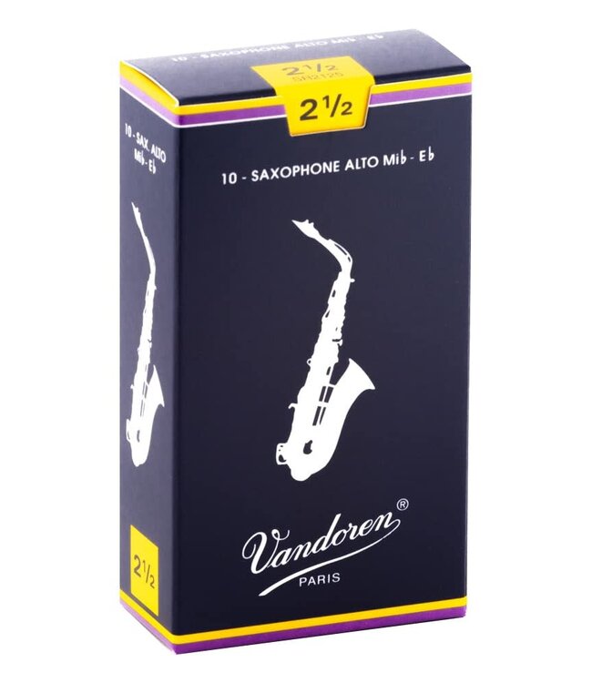 Vandoren Traditional Alto Sax #2.5 Reed - 10ct Box