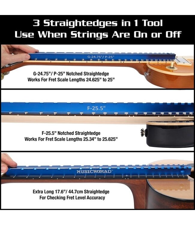 Music Nomad Tri-Beam 3 'n 1 Dual Notched Straightedge & Precision Straightedge