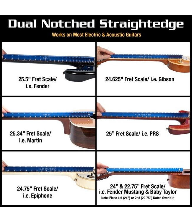 Music Nomad Tri-Beam 3 'n 1 Dual Notched Straightedge & Precision Straightedge