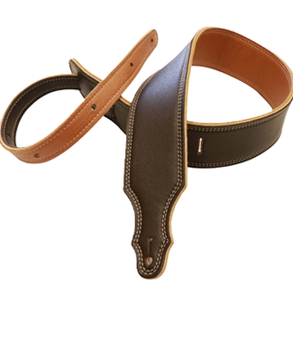 Franklin Franklin 2.5" Premium Leather Reversible Strap, Chocolate/Gold