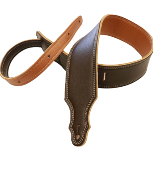 Franklin 2.5" Premium Leather Reversible Strap, Chocolate/Gold