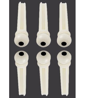 Allparts Allparts Plastic Bridge Pins, White with Black Dot, 6pc