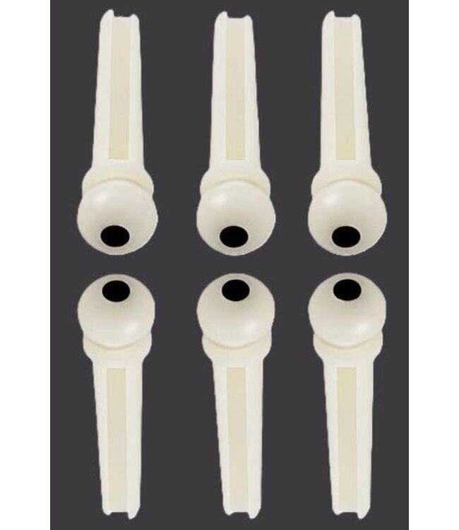 Allparts Plastic Bridge Pins, White with Black Dot, 6pc