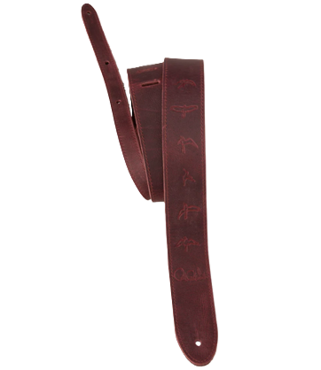 PRS 2" Reversible Garment Leather & Suede Birds Strap, Oxblood