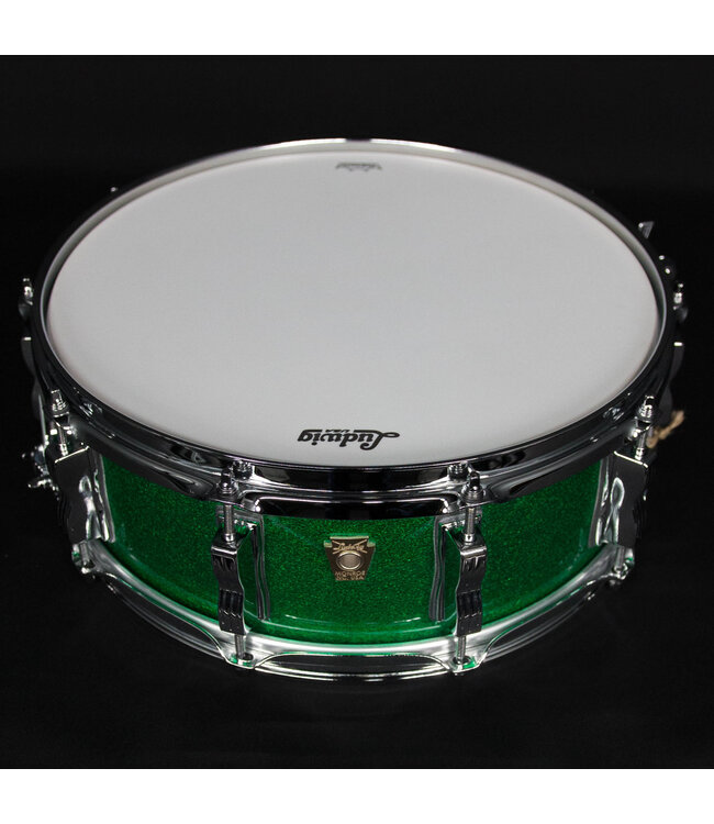 Ludwig 5" x 14" Classic Maple Snare Drum, Green Sparkle