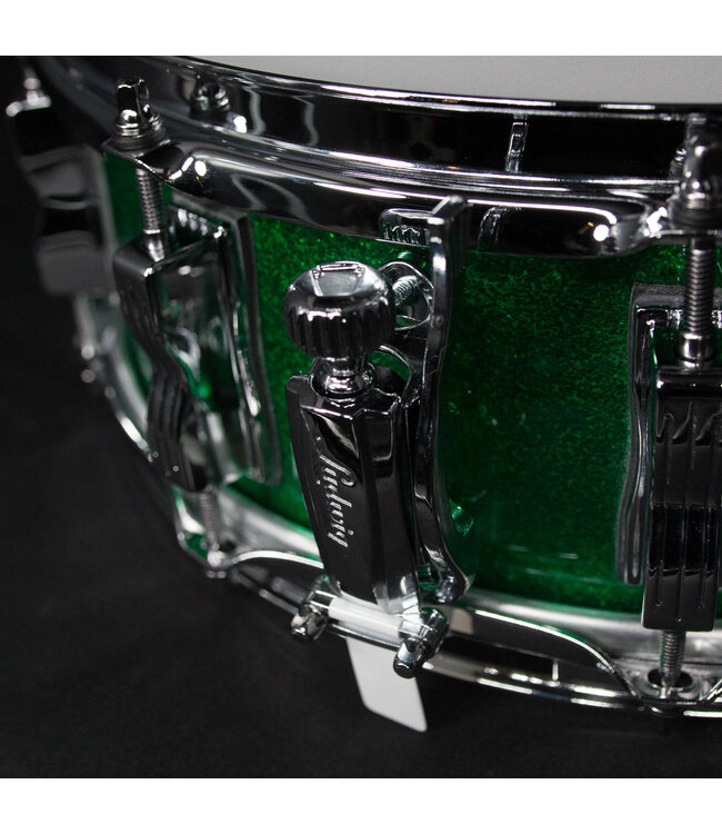 Ludwig 5" x 14" Classic Maple Snare Drum, Green Sparkle