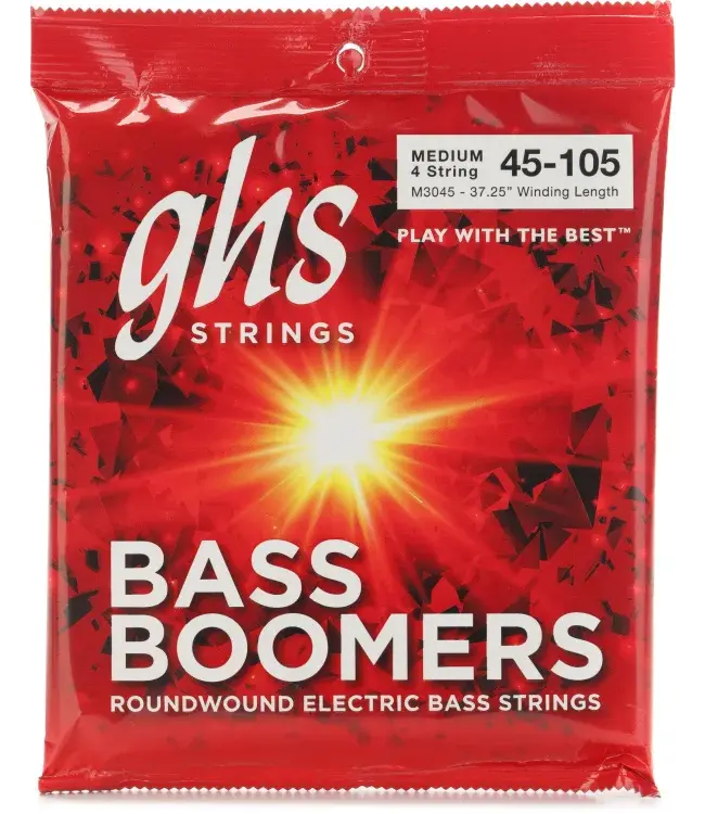 GHS M3045 Bass Boomers 4-String Bass Set, Long Scale 45-105