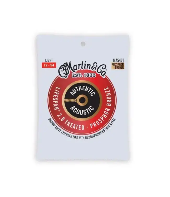 Martin  Authentic Lifespan 2.0 92/80 Phosphor Bronze Acoustic Light Set, 12-54