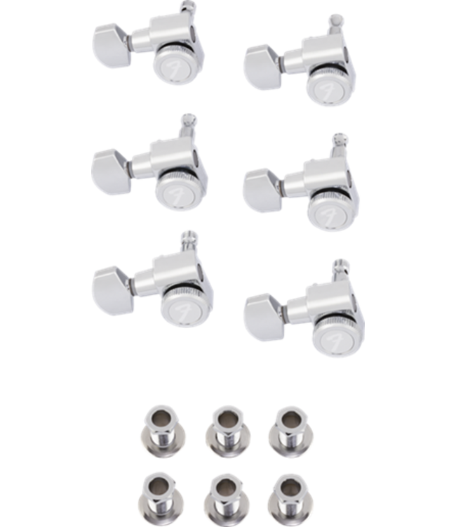Fender Locking Strat/Tele Staggered Tuning Machines, Left-Handed Polished Chrome (6)