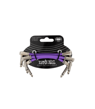 Ernie Ball Ernie Ball 3" Flex Patch Cable 3-Pack - Purple