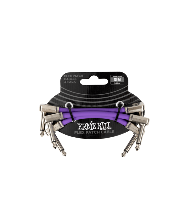 Ernie Ball 3" Flex Patch Cable 3-Pack - Purple