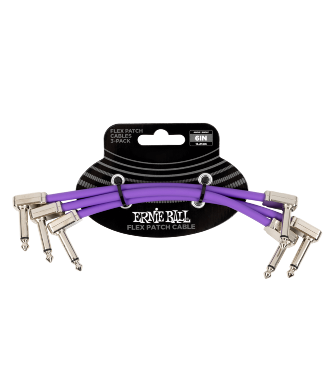 Ernie Ball 6" Flex Patch Cable 3-Pack - Purple